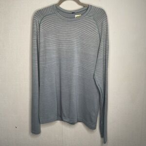 Lululemon‎ Mens Shirt L Blue Long Sleeve Raglan Metal Vent Tech Athletic Active